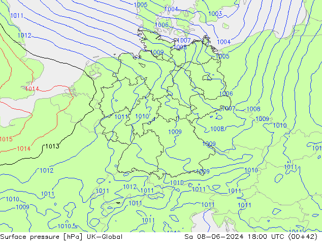 Surface pressure UK-Global Sa 08.06.2024 18 UTC