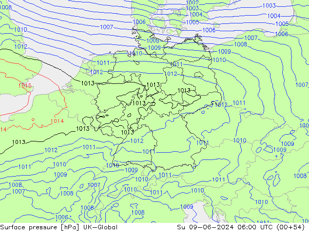 Luchtdruk (Grond) UK-Global zo 09.06.2024 06 UTC