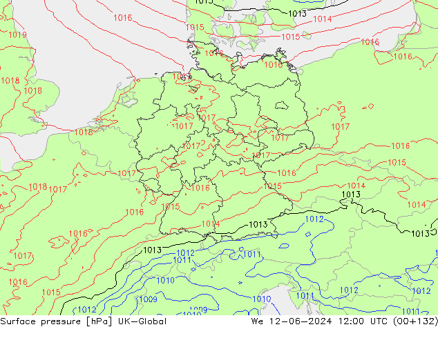 Surface pressure UK-Global We 12.06.2024 12 UTC