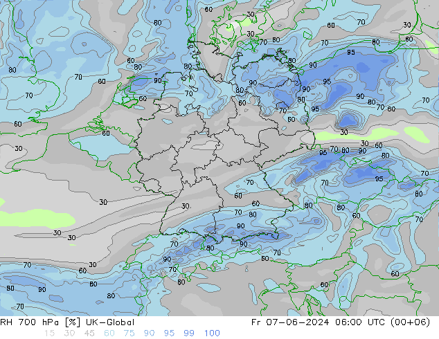 RH 700 hPa UK-Global  07.06.2024 06 UTC