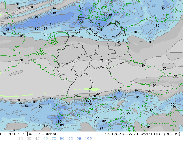 RH 700 hPa UK-Global Sa 08.06.2024 06 UTC