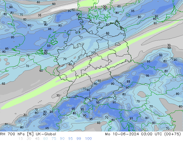 RH 700 hPa UK-Global Mo 10.06.2024 03 UTC
