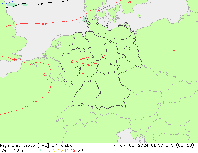 High wind areas UK-Global Fr 07.06.2024 09 UTC
