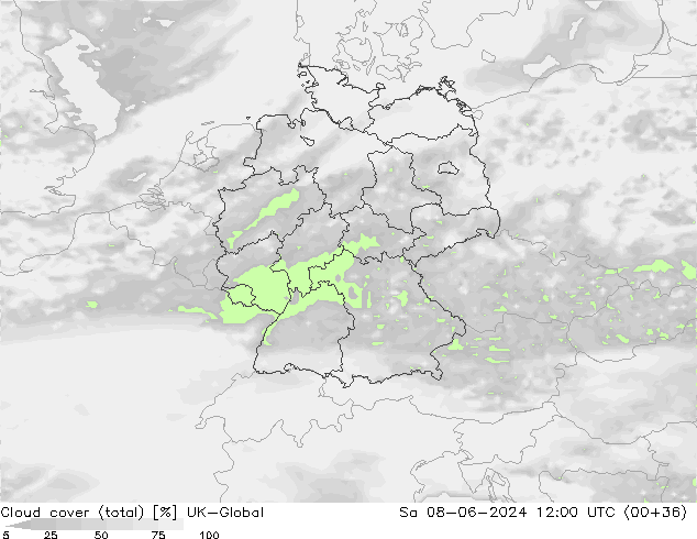 Cloud cover (total) UK-Global Sa 08.06.2024 12 UTC