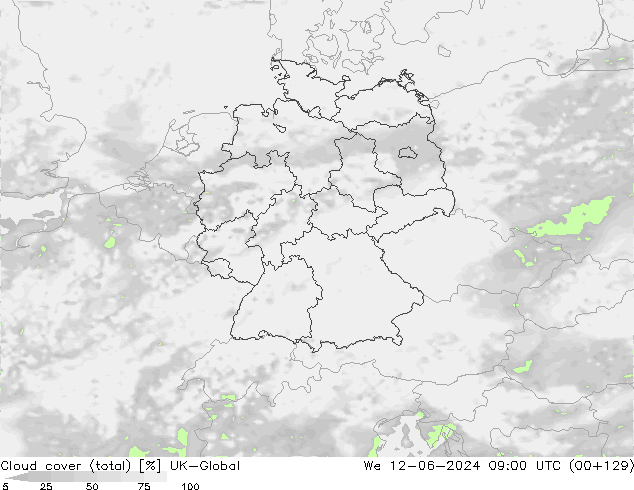 zachmurzenie (suma) UK-Global śro. 12.06.2024 09 UTC