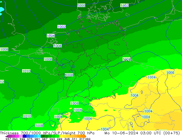 Thck 700-1000 hPa UK-Global Seg 10.06.2024 03 UTC