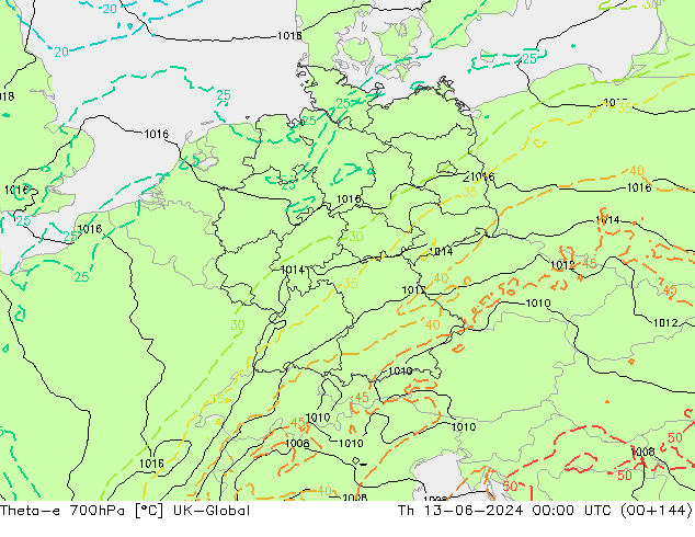 Theta-e 700hPa UK-Global  13.06.2024 00 UTC