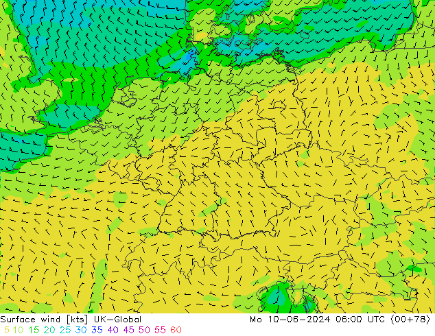 Rüzgar 10 m UK-Global Pzt 10.06.2024 06 UTC