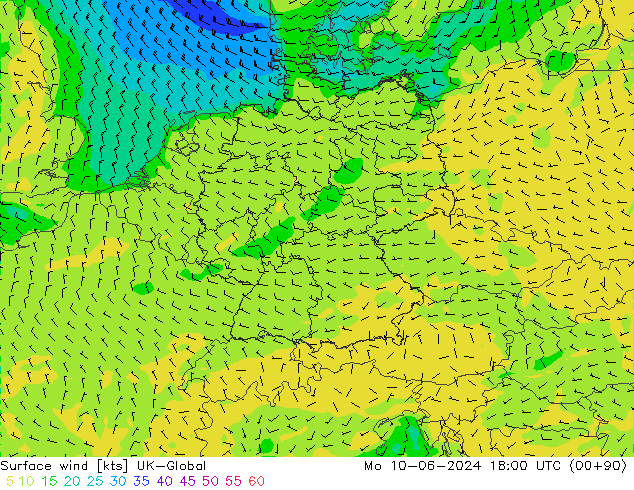 Vent 10 m UK-Global lun 10.06.2024 18 UTC