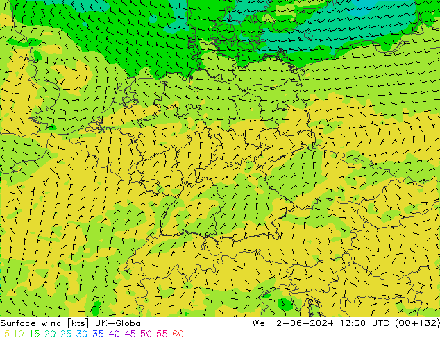 Wind 10 m UK-Global wo 12.06.2024 12 UTC