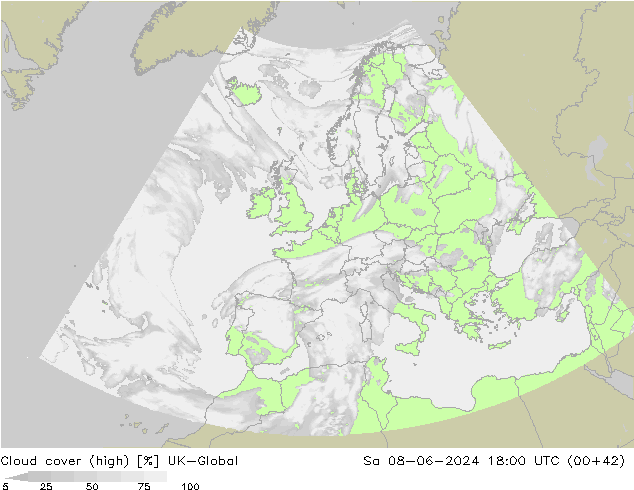 Cloud cover (high) UK-Global Sa 08.06.2024 18 UTC