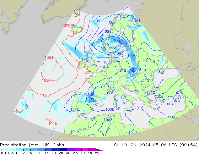 Srážky UK-Global Ne 09.06.2024 06 UTC