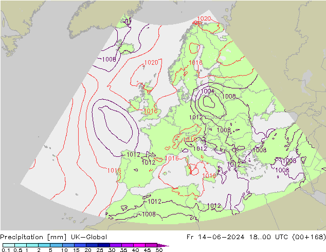 Precipitation UK-Global Fr 14.06.2024 00 UTC