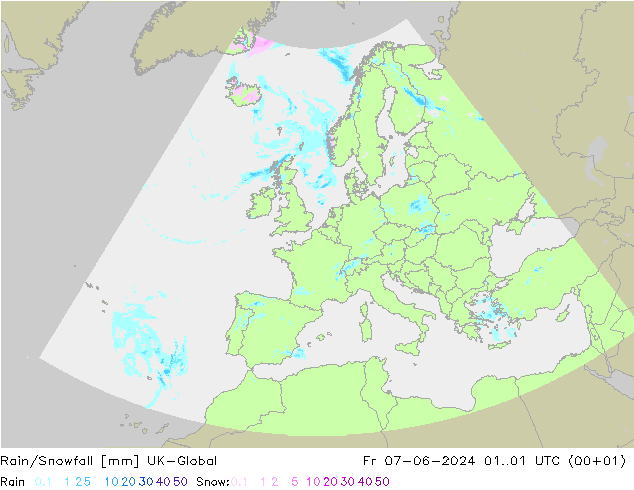 Regen/Schneefall UK-Global Fr 07.06.2024 01 UTC