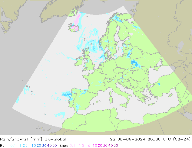 Rain/Snowfall UK-Global Sa 08.06.2024 00 UTC