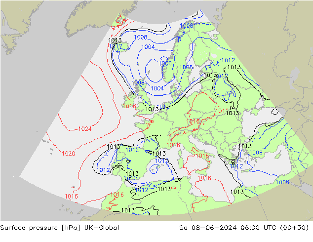 Luchtdruk (Grond) UK-Global za 08.06.2024 06 UTC