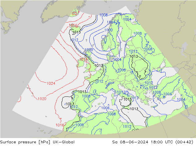 Luchtdruk (Grond) UK-Global za 08.06.2024 18 UTC