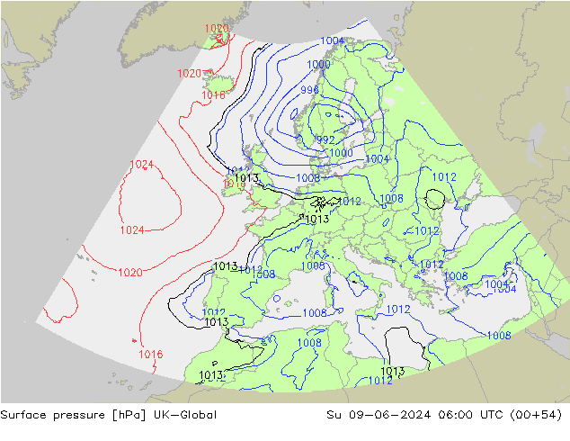 приземное давление UK-Global Вс 09.06.2024 06 UTC