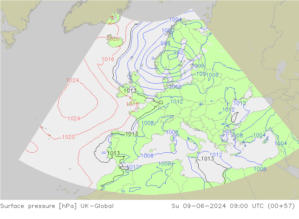 pression de l'air UK-Global dim 09.06.2024 09 UTC