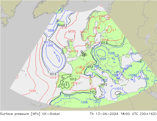 Luchtdruk (Grond) UK-Global do 13.06.2024 18 UTC