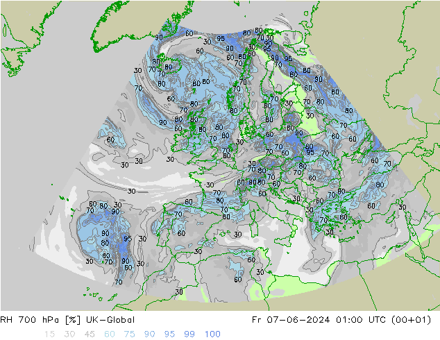 RH 700 hPa UK-Global Fr 07.06.2024 01 UTC