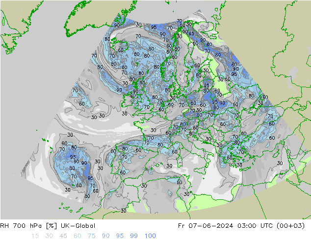 RH 700 hPa UK-Global Fr 07.06.2024 03 UTC