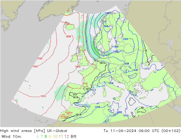 High wind areas UK-Global Út 11.06.2024 06 UTC