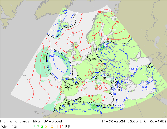 High wind areas UK-Global Pá 14.06.2024 00 UTC