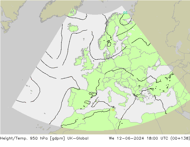 Height/Temp. 950 hPa UK-Global St 12.06.2024 18 UTC