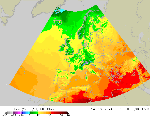 Temperatura (2m) UK-Global Sex 14.06.2024 00 UTC