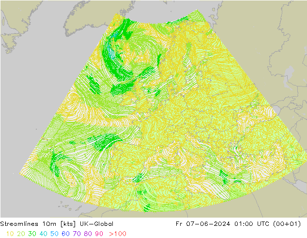 Streamlines 10m UK-Global Fr 07.06.2024 01 UTC