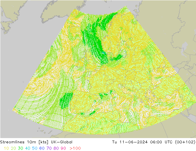 Streamlines 10m UK-Global Tu 11.06.2024 06 UTC