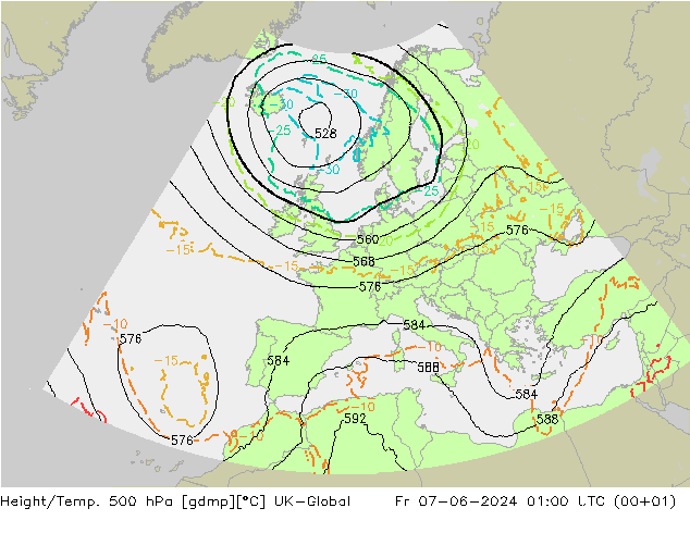 Height/Temp. 500 hPa UK-Global pt. 07.06.2024 01 UTC