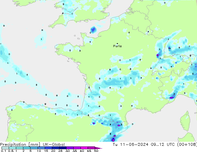 осадки UK-Global вт 11.06.2024 12 UTC