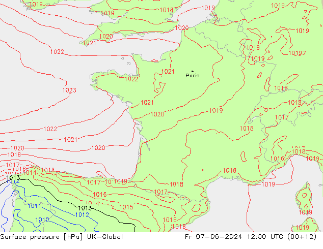 Surface pressure UK-Global Fr 07.06.2024 12 UTC