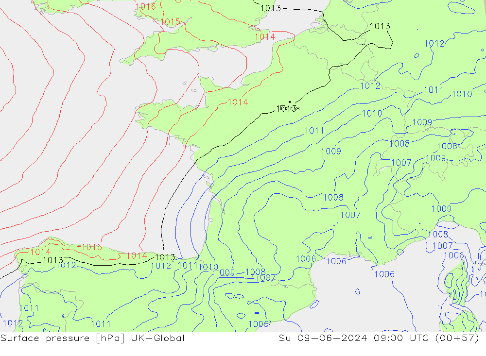 pression de l'air UK-Global dim 09.06.2024 09 UTC