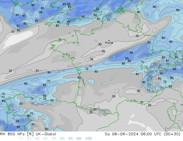 850 hPa Nispi Nem UK-Global Cts 08.06.2024 06 UTC