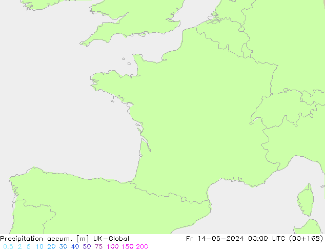 Precipitation accum. UK-Global Fr 14.06.2024 00 UTC