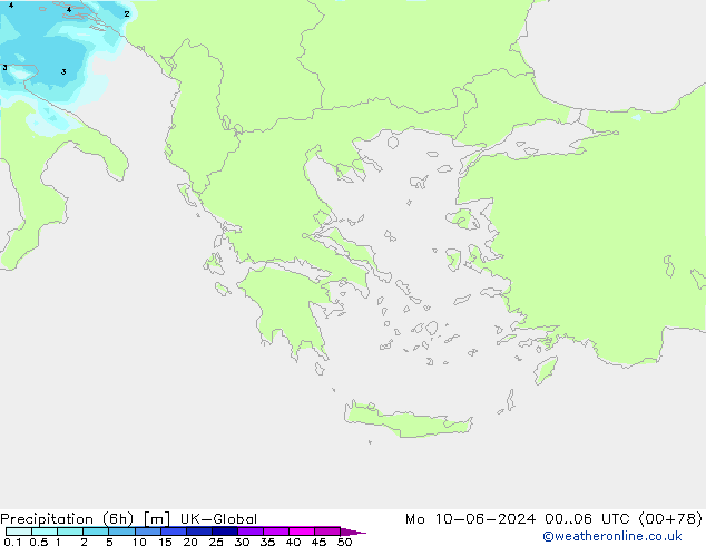 Precipitation (6h) UK-Global Mo 10.06.2024 06 UTC