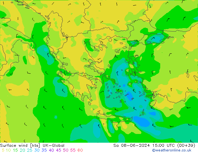 Vent 10 m UK-Global sam 08.06.2024 15 UTC