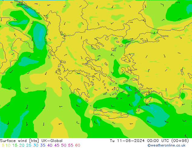 Vent 10 m UK-Global mar 11.06.2024 00 UTC