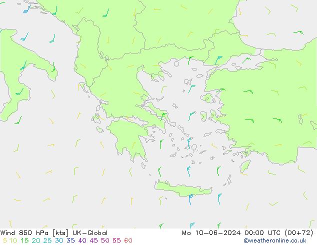 Vento 850 hPa UK-Global Seg 10.06.2024 00 UTC