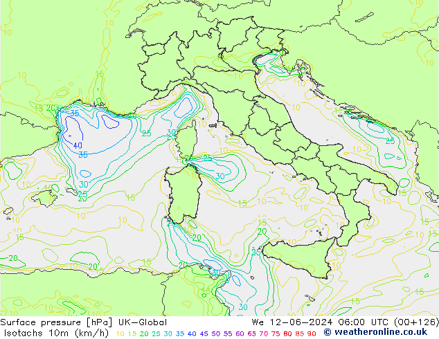 Isotachs (kph) UK-Global Qua 12.06.2024 06 UTC