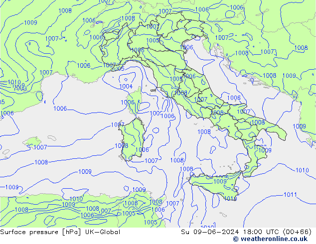 приземное давление UK-Global Вс 09.06.2024 18 UTC