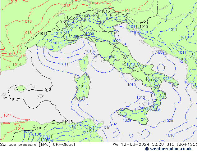 Surface pressure UK-Global We 12.06.2024 00 UTC