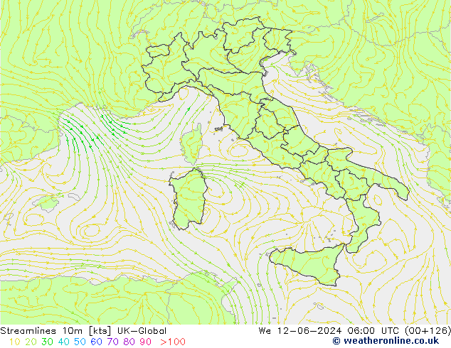 Stromlinien 10m UK-Global Mi 12.06.2024 06 UTC