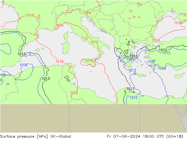 Luchtdruk (Grond) UK-Global vr 07.06.2024 18 UTC