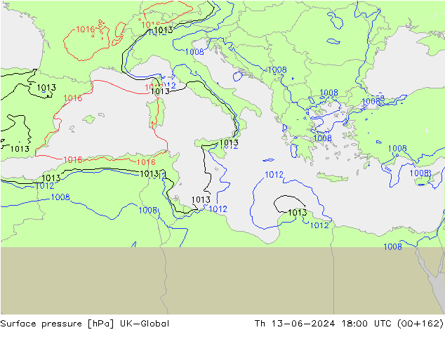 Luchtdruk (Grond) UK-Global do 13.06.2024 18 UTC