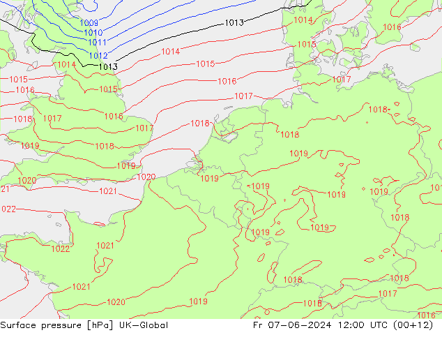 pression de l'air UK-Global ven 07.06.2024 12 UTC