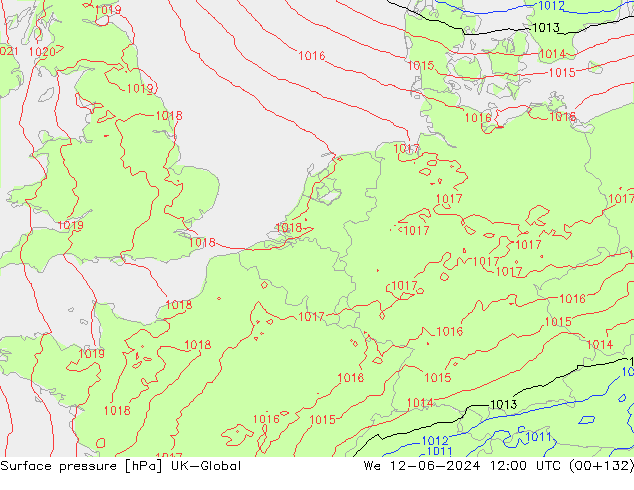 Surface pressure UK-Global We 12.06.2024 12 UTC